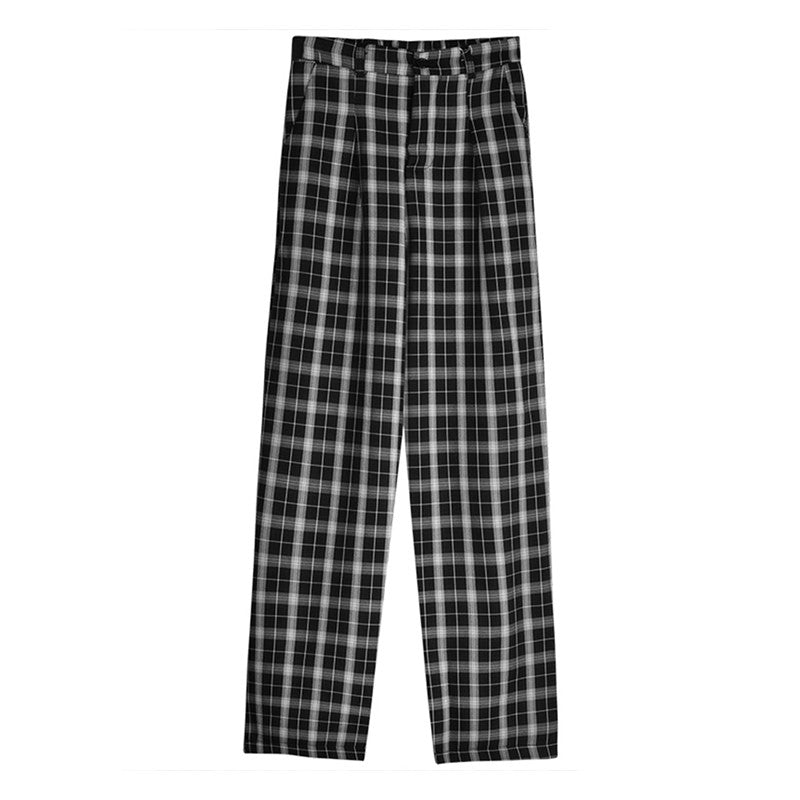 "LOOSE GRAY BLACK PLAID" TROUSERS UB2355