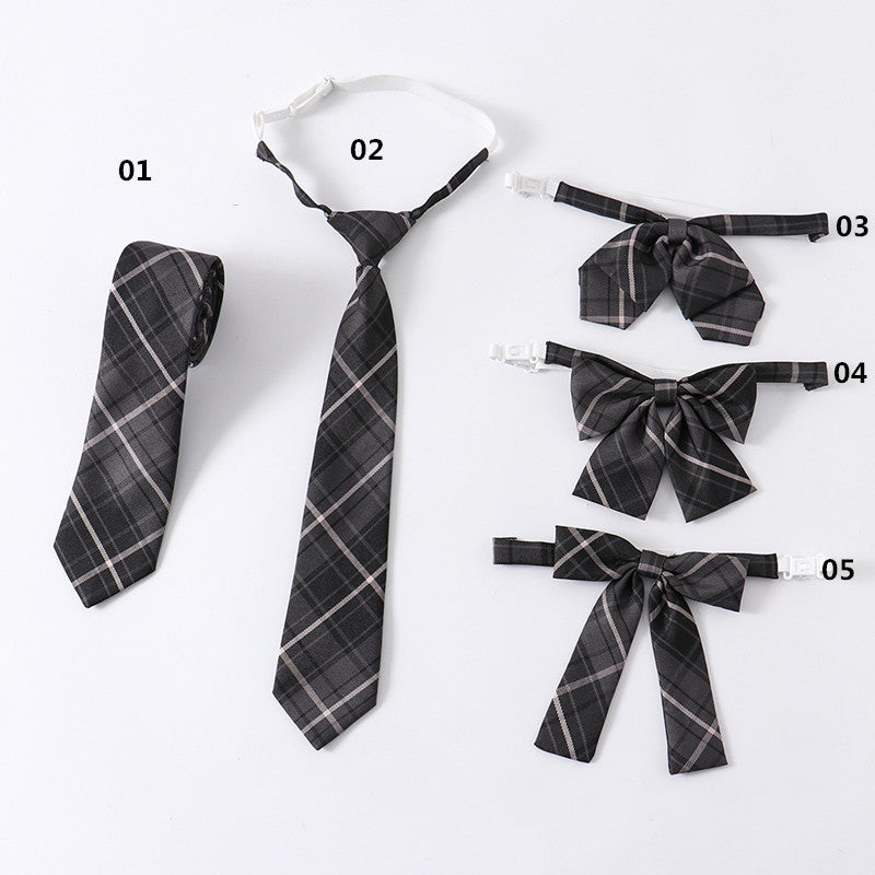 "JK SMOKY GRAY PLAID PLEATED" SKIRT / TIE N073009