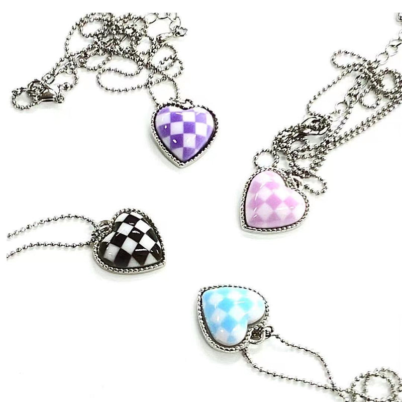 COLORED CHECKER LOVE NECKLACE UB2740