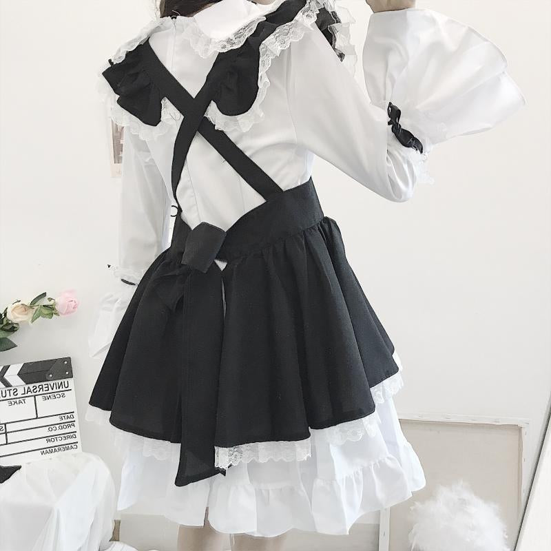 "BLACK WHITE LOLITA CUTE LACE" MAID SUIT N111705