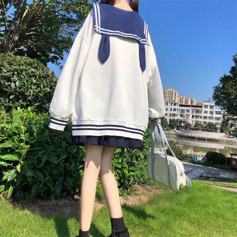 "CUTE NAVY RABBIT EAR COLLAR" SWEATSHIRT N111301