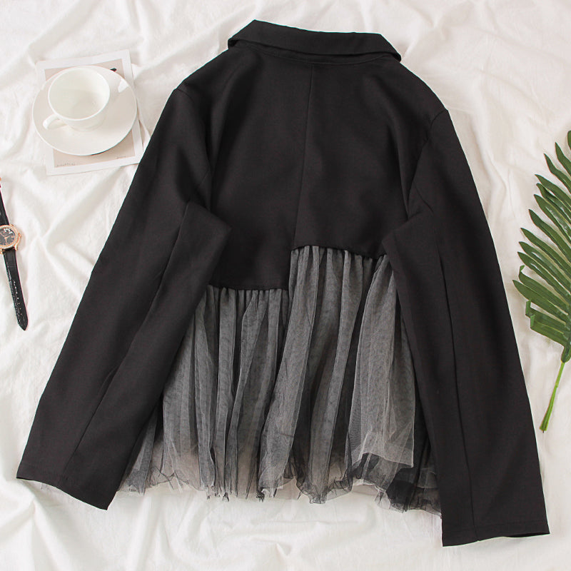 "BLACK GAUZE STITCHING " SHIRT N111209