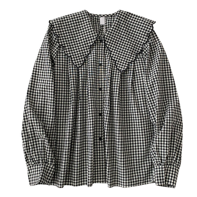 "DOLL COLLAR PLAID LONG SLEEVED" SHIRT N031607