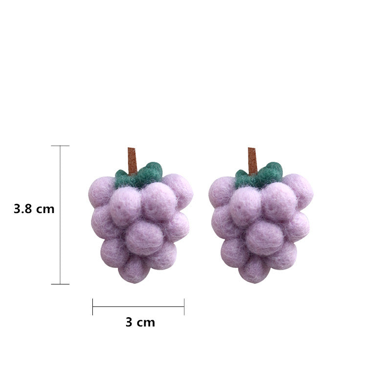 "LOVELY WOOL FELT GRAPE" EARRING/EAR CLIP N031003