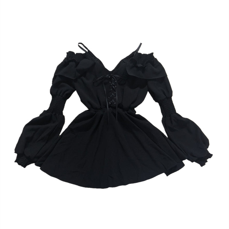 "BLACK LACE LONG SLEEVE " DRESS N090705