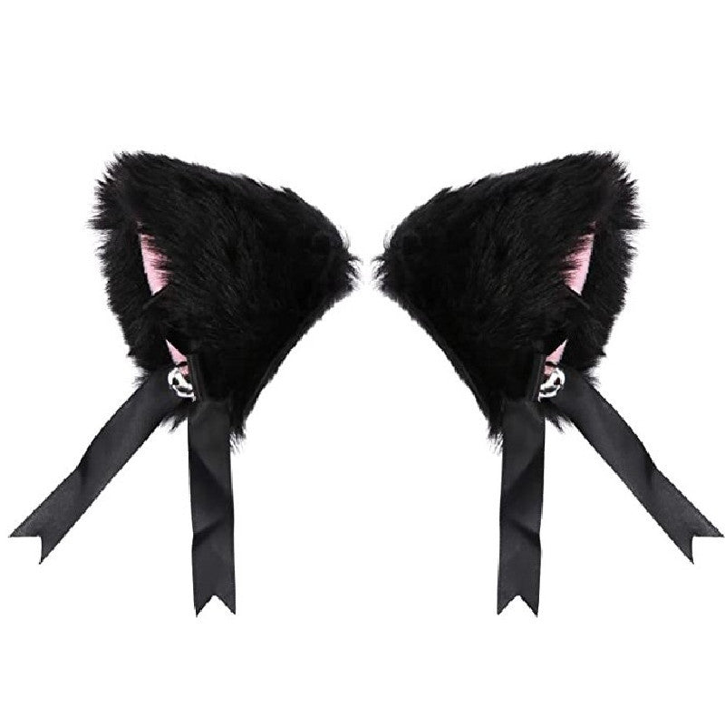 PLUSH BELL BOW CAT EAR HAIRPIN UB2560