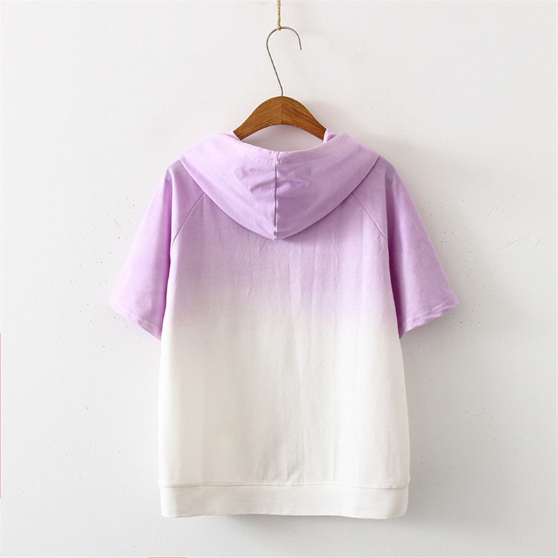 LIGHT-COLORED GRADIENT SHORT-SLEEVED HOODIE UB2491