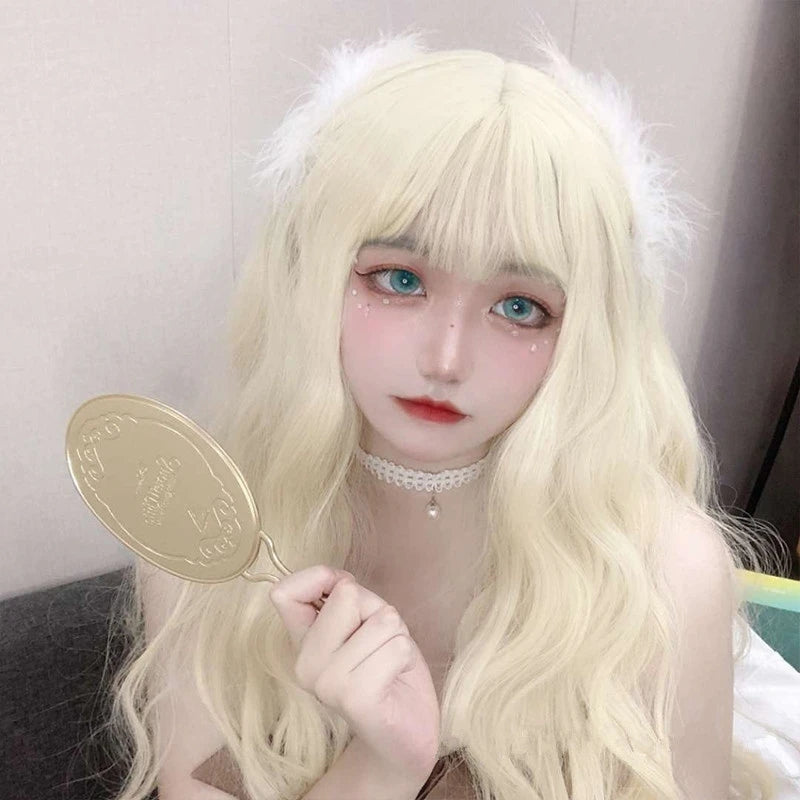 LOLITA BANGS GOLDEN LONG CURLY WIG UB2485