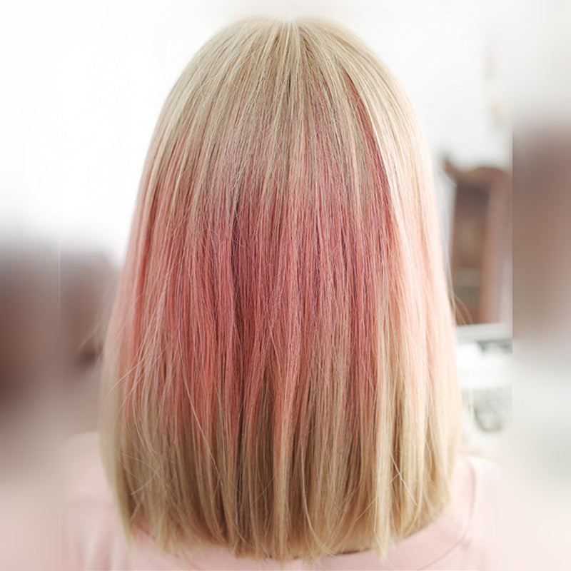NATURAL BANGS PINK GRADIENT STRAIGHT WIG UB2558
