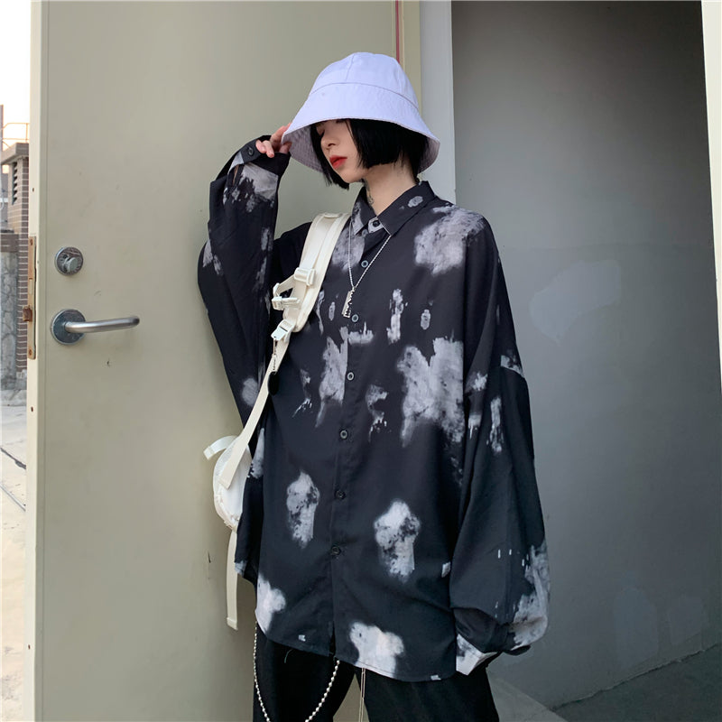 "DARK CLOUD PRINT LONG-SLEEVED" SHIRT N042606