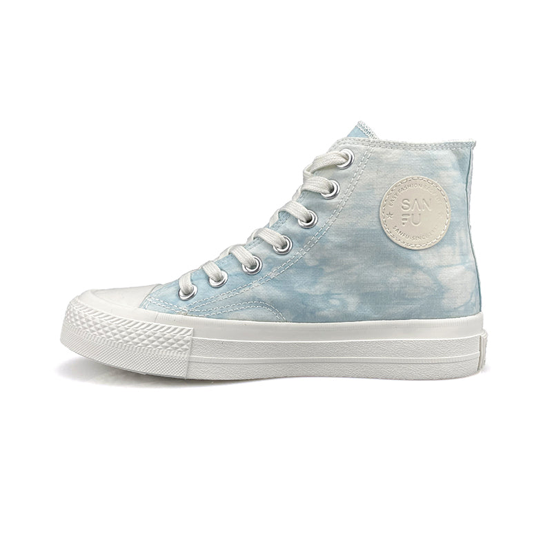 Pink/blue Tie-dye Love Embroidered Canvas Shoes UB2605