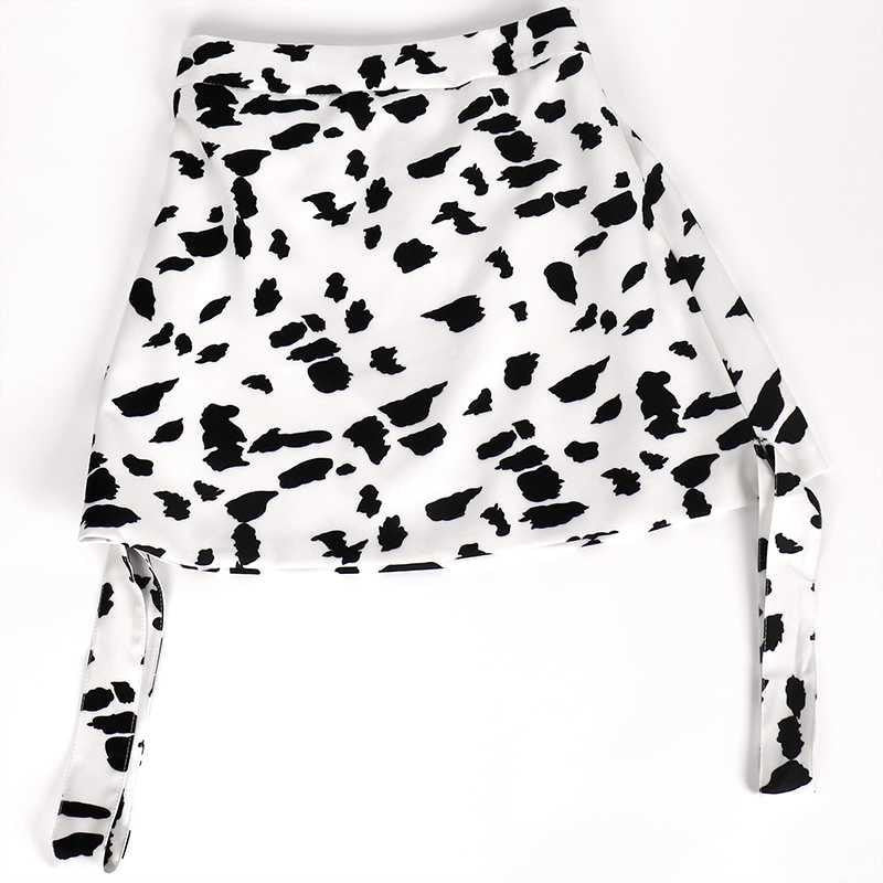 "BLACK & WHITE COW PATTERN STREAMER" SKIRT N072307