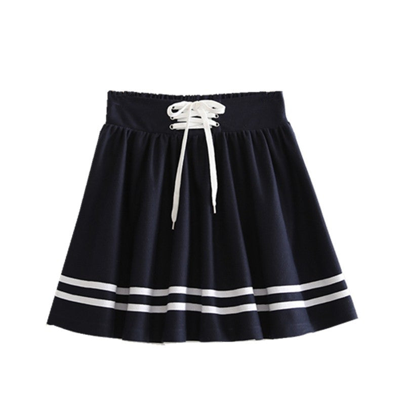 NAVY PURE COLOR STRAPPY SKIRT UB2642