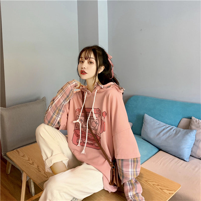 "CARTOON PRINT HOODED" SWEATER N102104