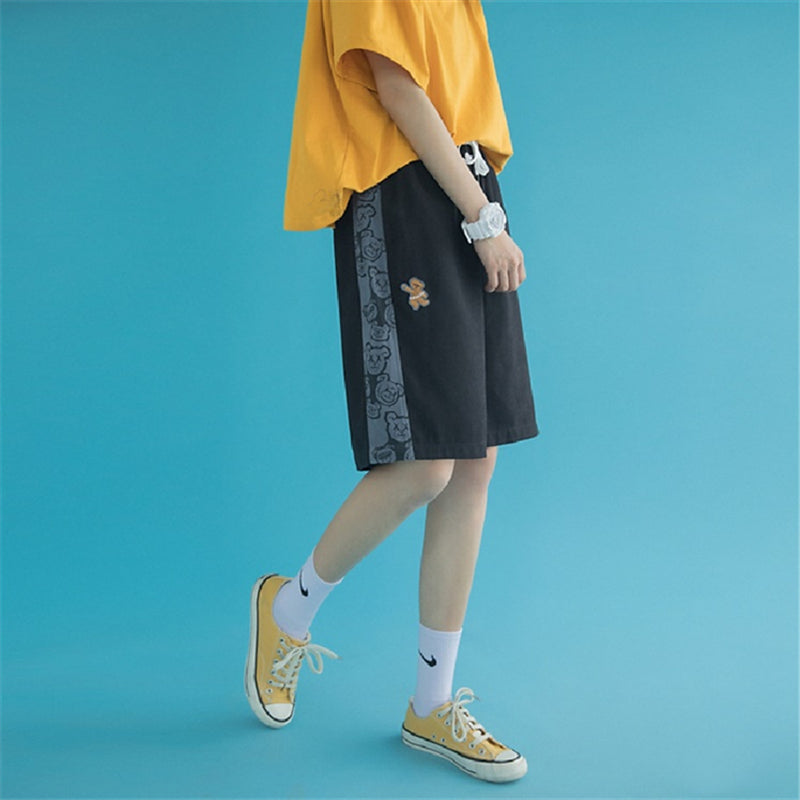 BEAR PRINT LOOSE SHORTS UB2695