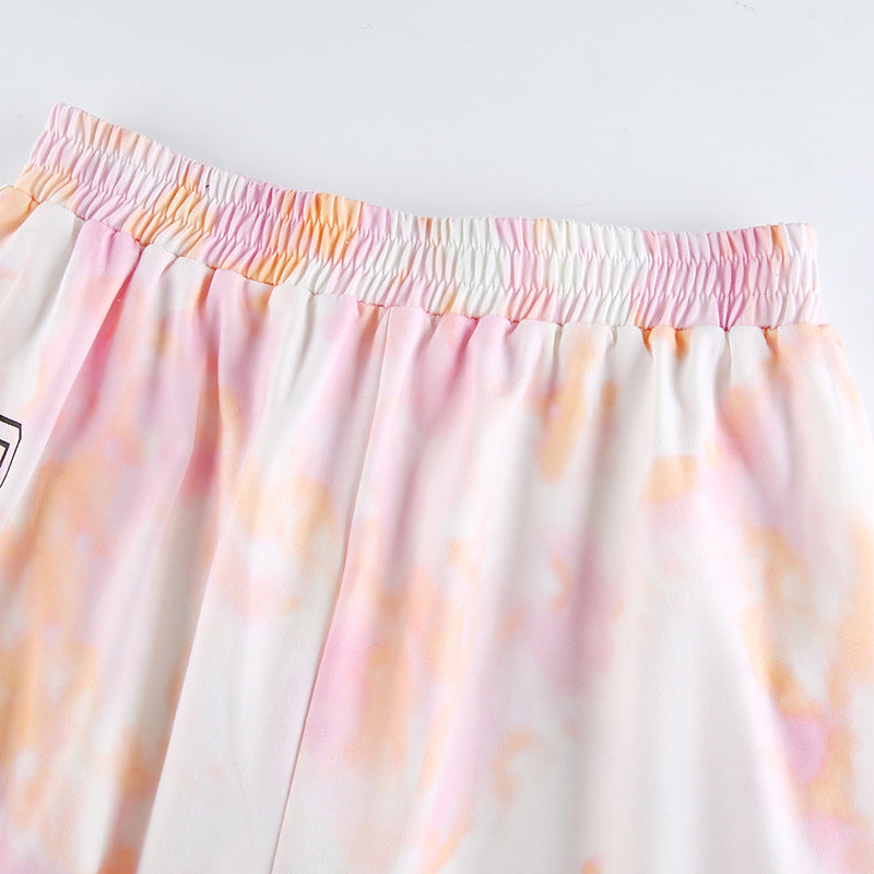 "PINK TIE-DYE ALPHABET PRINT" PANTS N090106