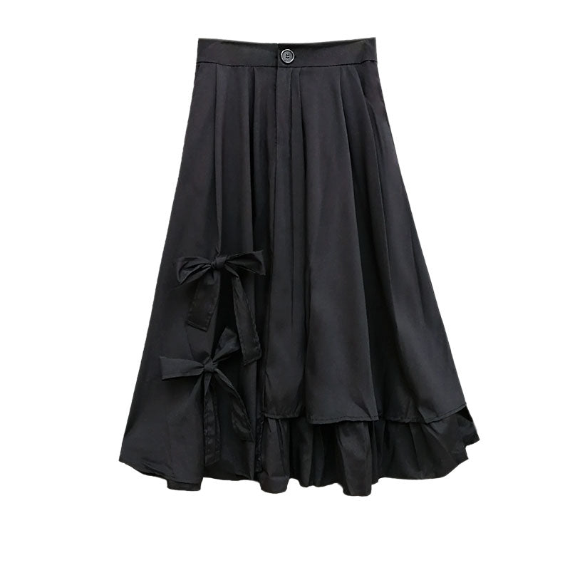 "BLACK CUTE BOW IRREGULAR" SKIRT N041201