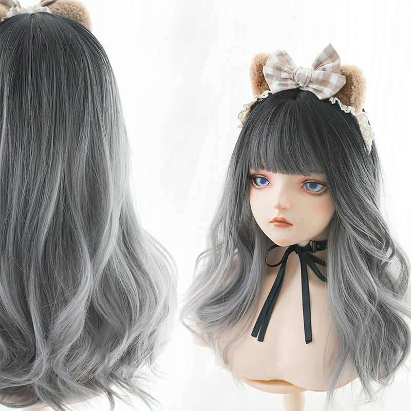 "LOLITA GRAY BLACK GRADIENT LONG CURLY" WIG N022104