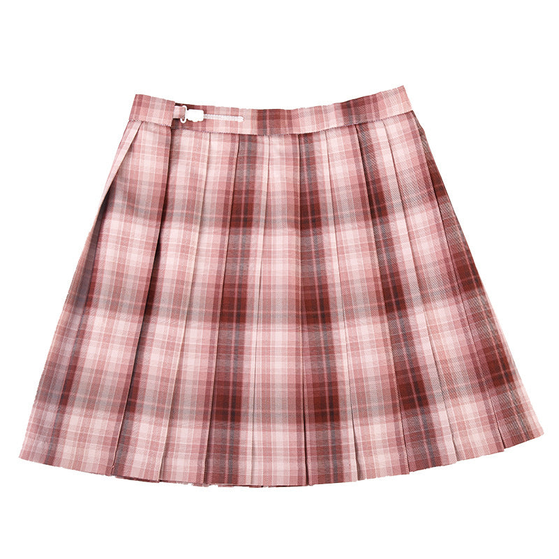 "JK ROSE RED PLAID PLEATED" SKIRT UB2374