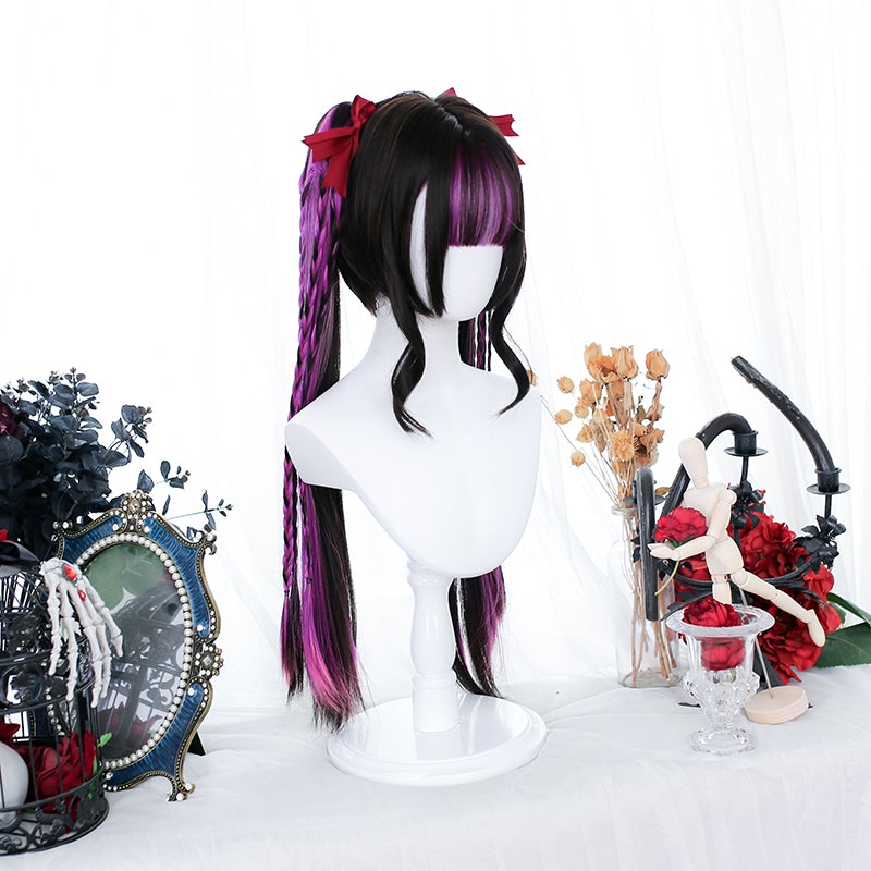 LOLITA BLACK PURPLE PONYTAIL STRAIGHT WIG UB2809