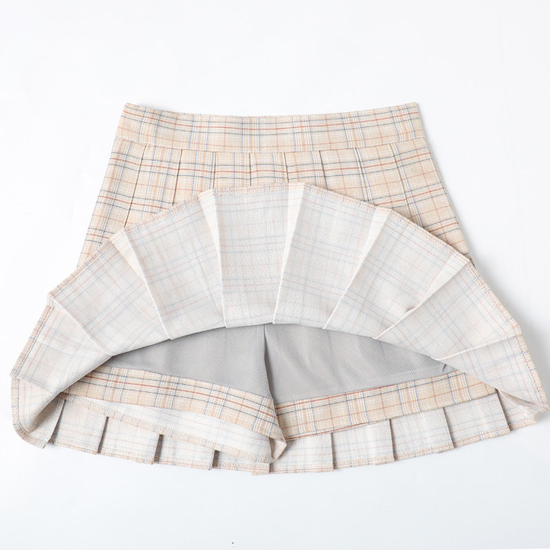 "LIGHT COLOR PLAID PLEATED" SKIRT N102804