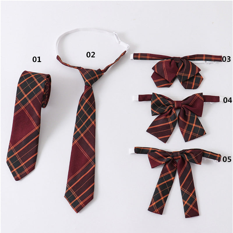 "JK DARK RED GREEN PLAID" SKIRT / TIE N073016