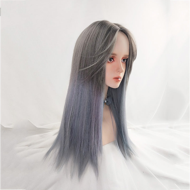 "GRAY BLUE GRADIENT LONG STRAIGHT" WIG N111310