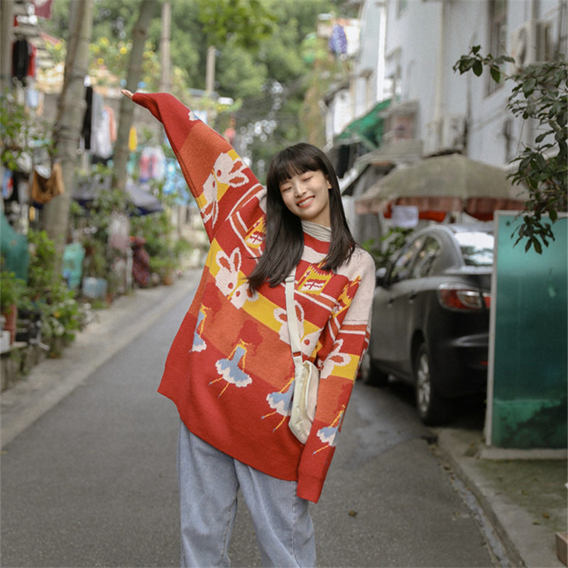 "CARTOON PRINT PULLOVER" SWEATER N111803