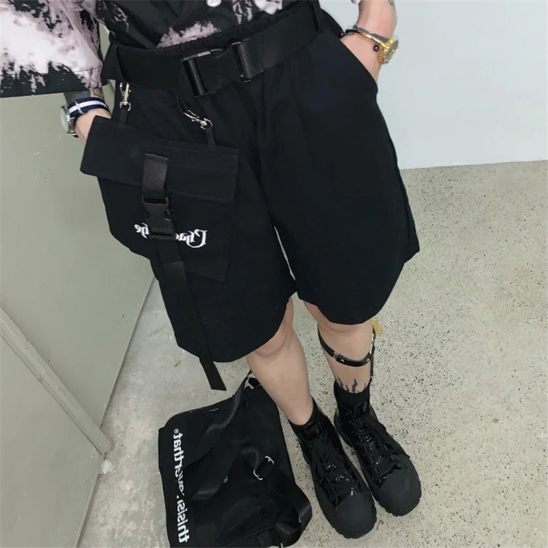 " HARAJUKU BLACK POCKET LOOSE" SHORTS UB2468