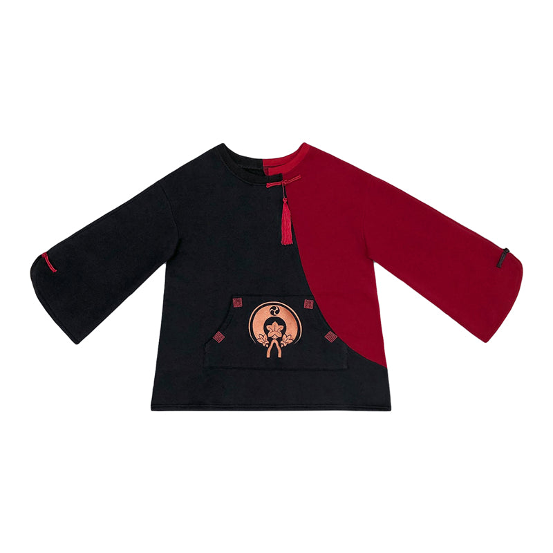 "CONTRASTING FLARED SLEEVE TASSEL" SWEATSHIRT N110607