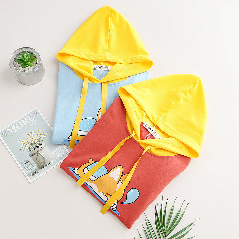 PUPPY PRINT COLOR BLOCK HOODIE UB2671