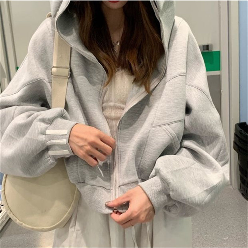 GRAY RABBIT EARS HOODED TOP UB2602