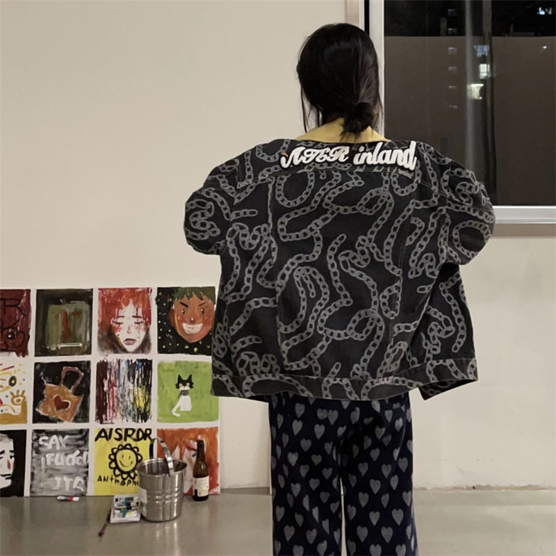 CHAIN PRINT DENIM JACKET UB2638