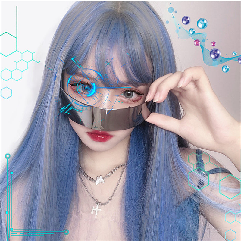 "LOLITA BLUE GRAY LONG STRAIGHT" WIG N080502