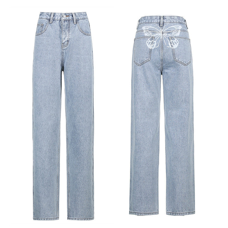 "BACK BUTTERFLY PRINT" JEANS N033006