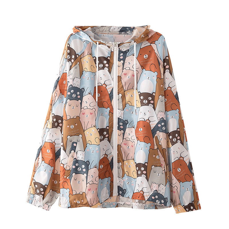 FULL OF BEAR PRINT SUNSCREEN HOODIE UB2796