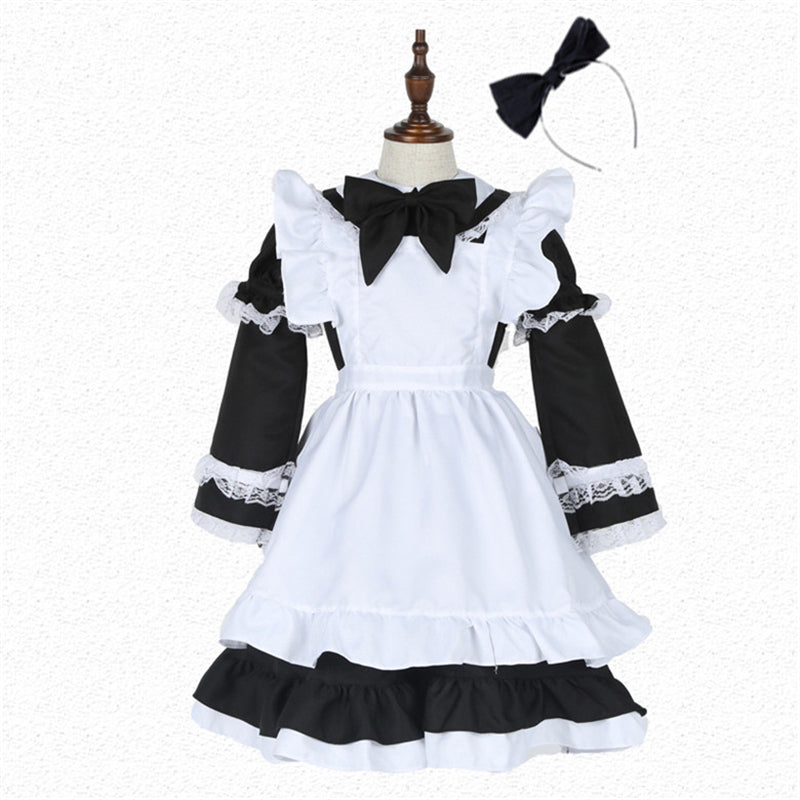 "LOLITA BLACK WHITE BOW LONG SLEEVE MAID" OUTFIT N022409