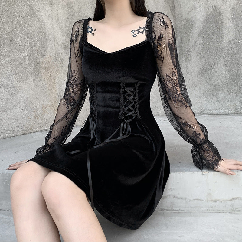 "LOLITA BLACK VELVET LACE" DRESS N042403