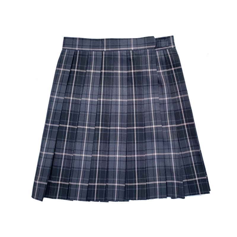 "JK SMOKY GRAY PLAID PLEATED" SKIRT / TIE N073009