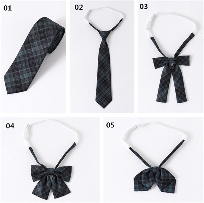 "JK BLACK GREEN PLAID" SKIRT / TIE N073019