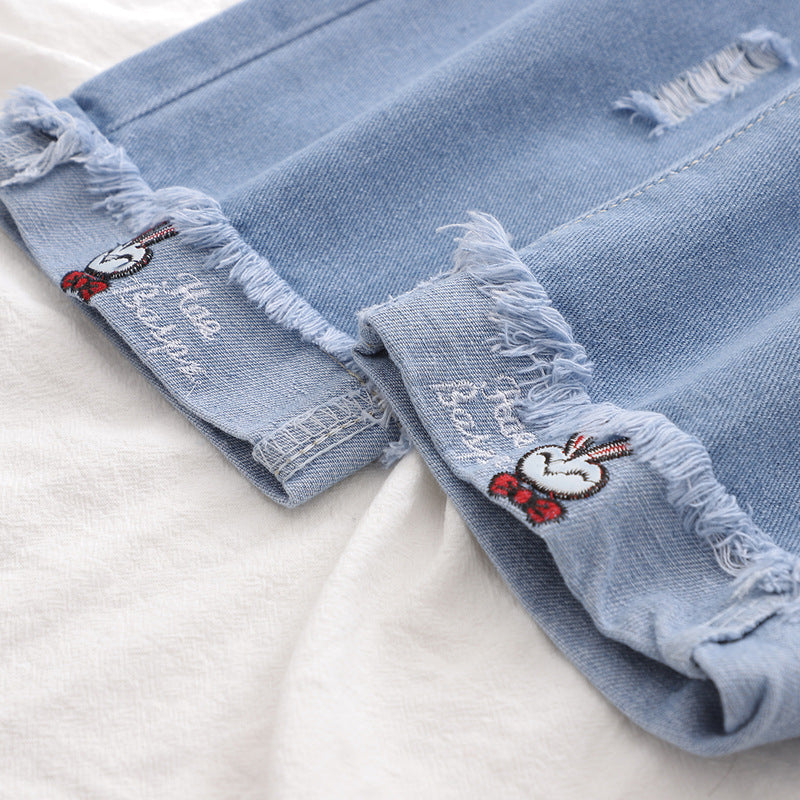 BLUE CARTOON EMBROIDERY JEANS UB2492