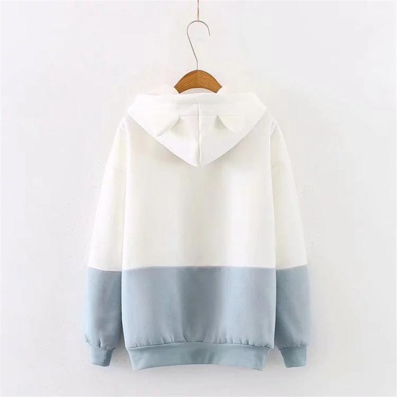 CUTE FISH EMBROIDERED LONG SLEEVE HOODIE UB2661