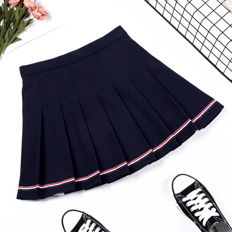 "BOTTOM STRIPE PLEATED" SKIRT N082602