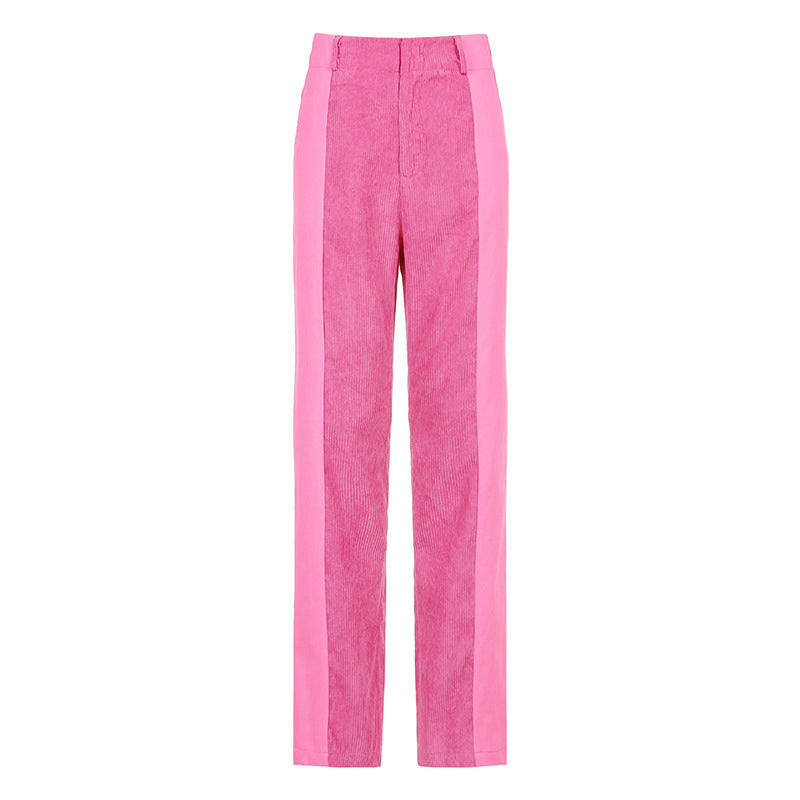 "PANELED CONTRAST CORDUROY" PANTS N022601