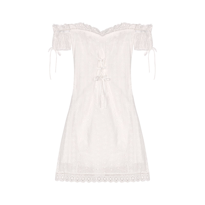 "WHITE LACE EMBROIDERY" DRESS N082905