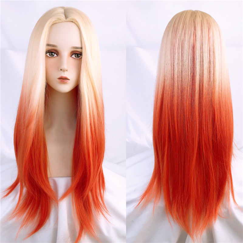 "LINEN GOLDEN GRADUAL ORANGE LONG CURLY" WIG UB2389