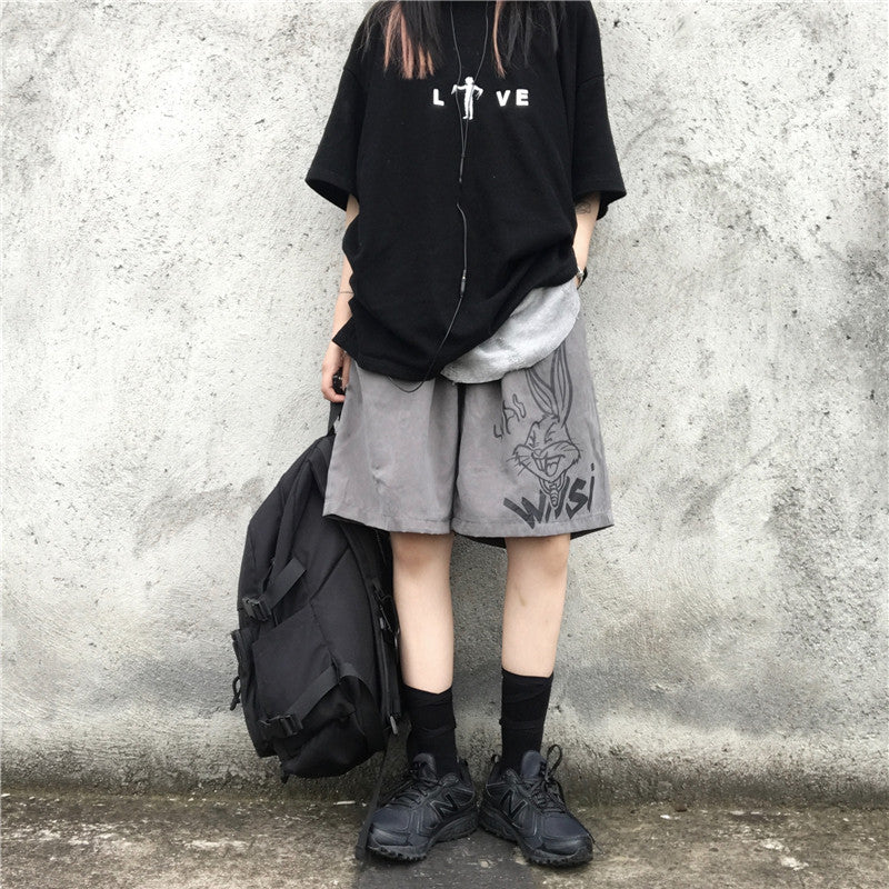 "BLACK/GRAY RABBIT PRINT CASUAL" SHORTS UB2400