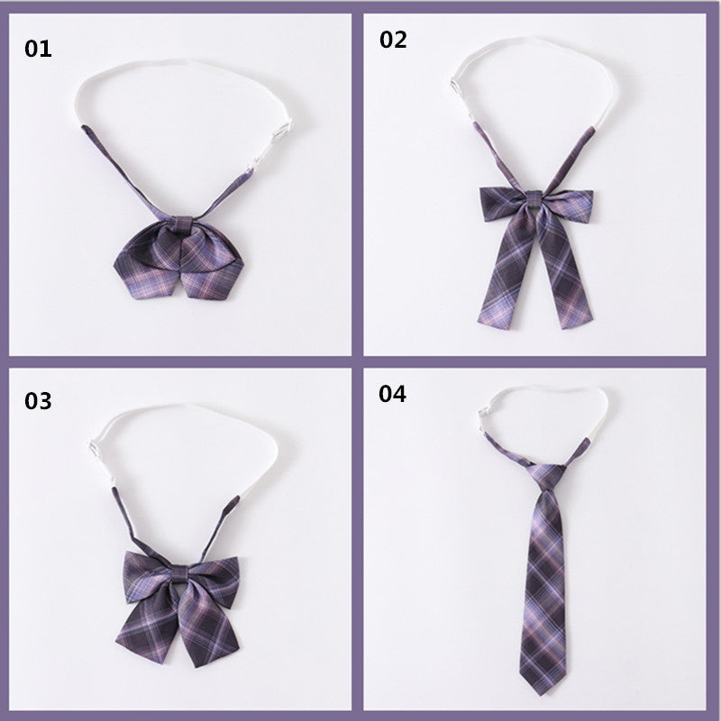 "JK PURPLE BLACK PLAID PLEATED" SKIRT N051903