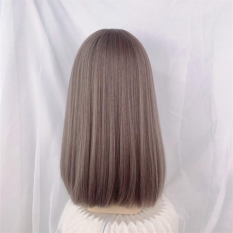 "STRAIGHT BANGS SMOKY GRAY LONG" WIG N101305