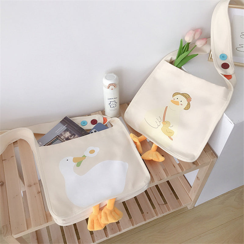 CUTE DUCK PRINT CANVAS BAG UB2612